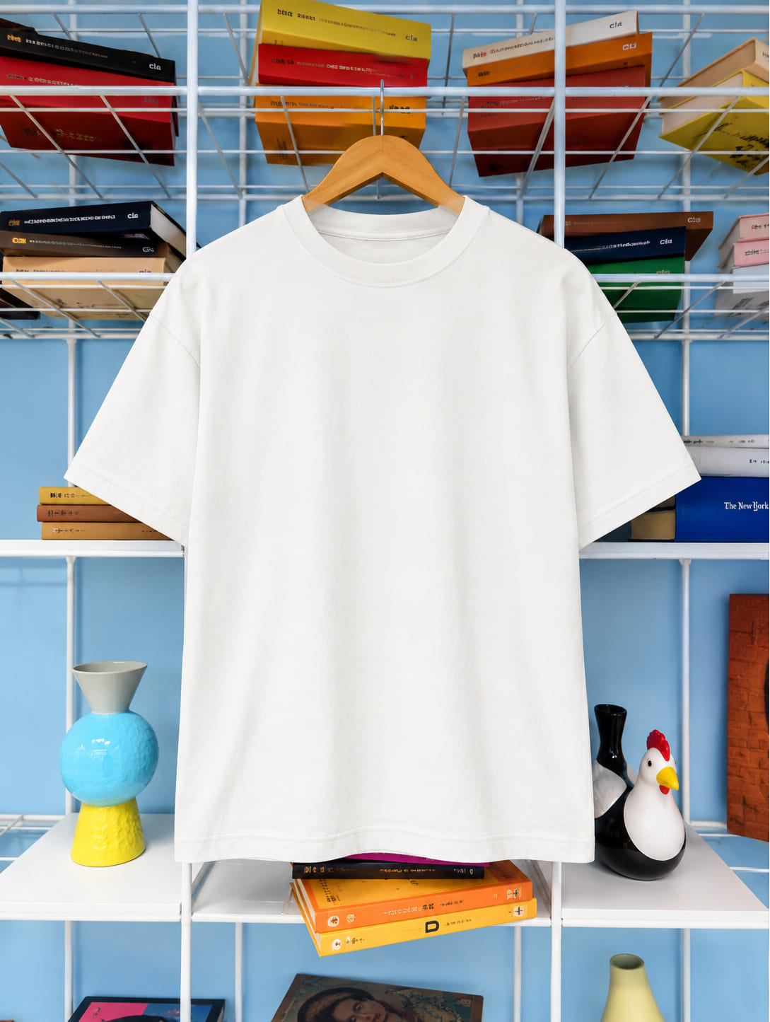 T-shirt blanc imprimé d'une photographie d'un volcan, vue de devant